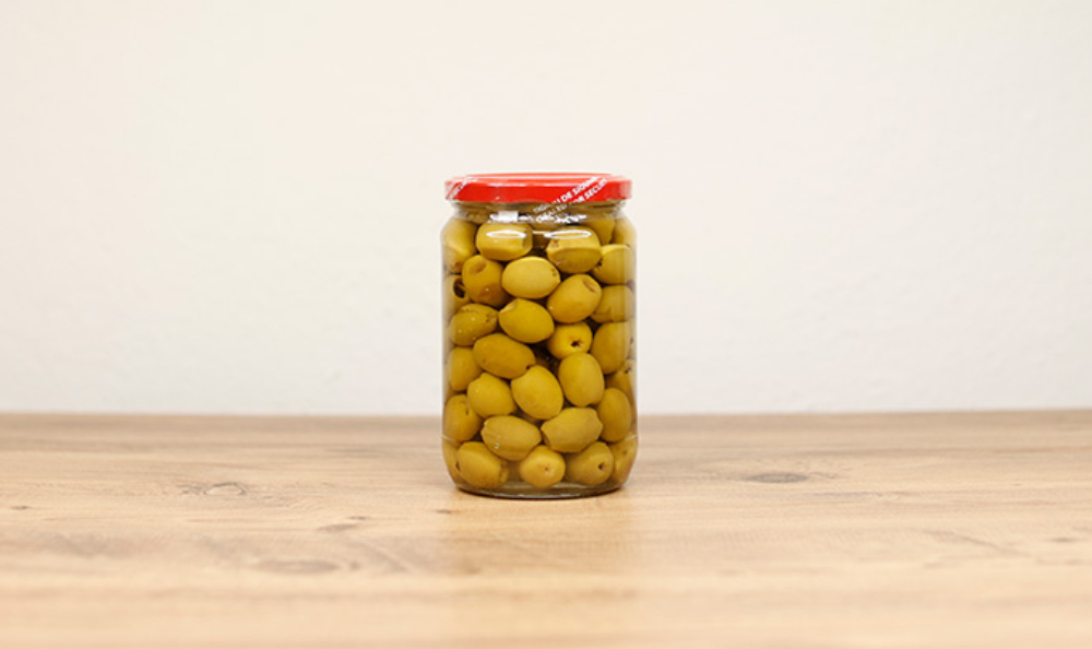 Green Olives with Pits 200 GR Glass